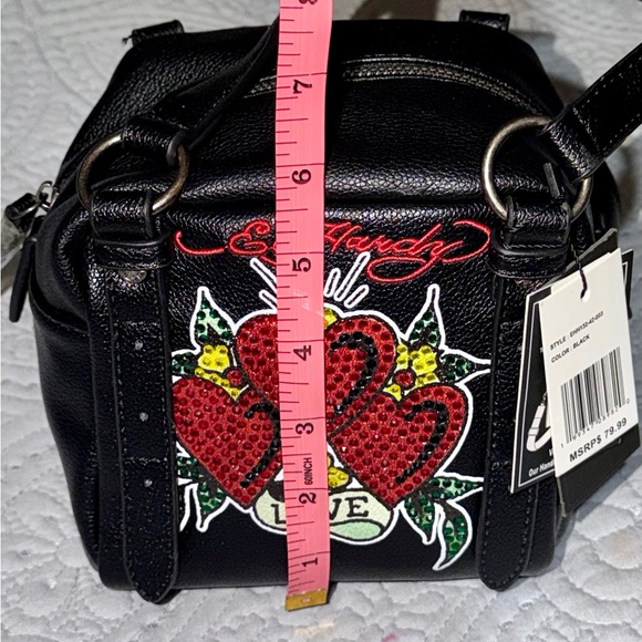 Ed Hardy Black and Red Heart Mini Bag - Picture 12 of 13